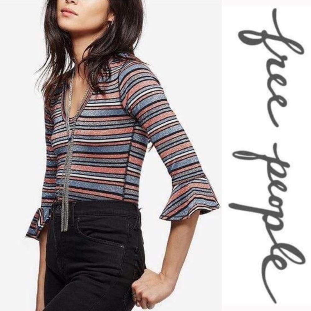 FP Metallic Flounce Striped Surprise Party Shirt
